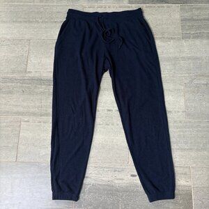 Suzette Collection Ribbed Joggers Lounge Pants with Pockets Navy Blue Size M/L